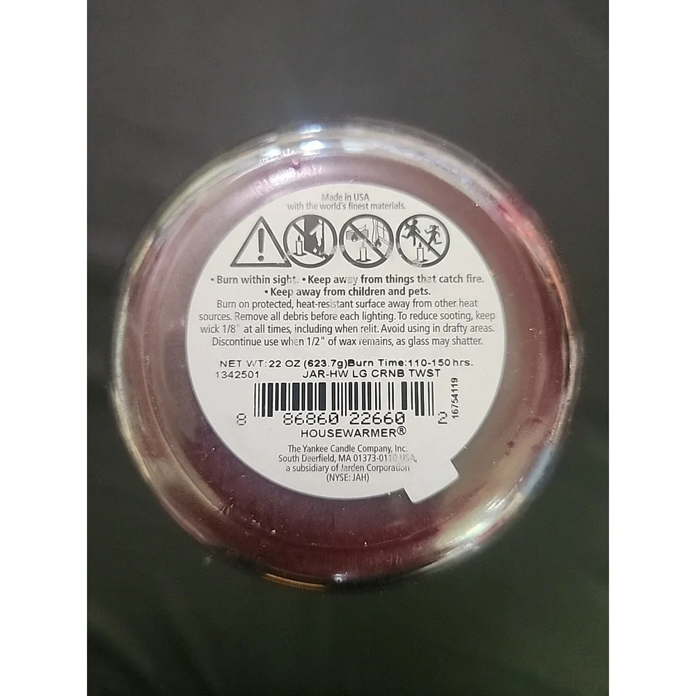 New RARE YANKEE CANDLE 22oz‎ LARGE JAR RETIRED COLLECTOR Scent Cranberry Twist